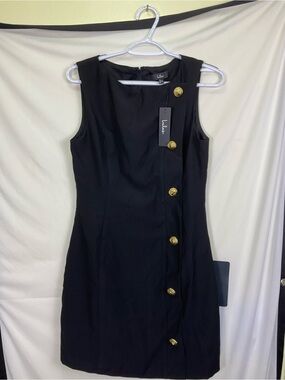 Lulus Paedyn Black Boat Neck Side-Button Mini Dress